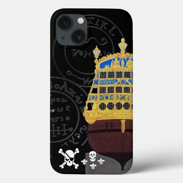ANTIQUE GALLEON AND PIRATE TREASURE MAPS Case-Mate iPhone CASE (Back)