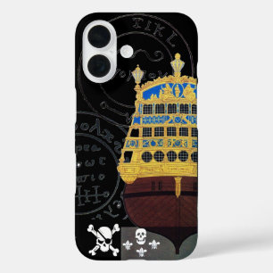 ANTIQUE GALLEON AND PIRATE TREASURE MAPS iPhone 16 CASE