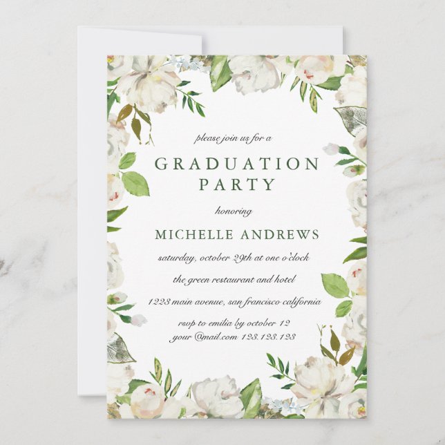 Antique Garden  Chic Graduation Party Invitation (Front)