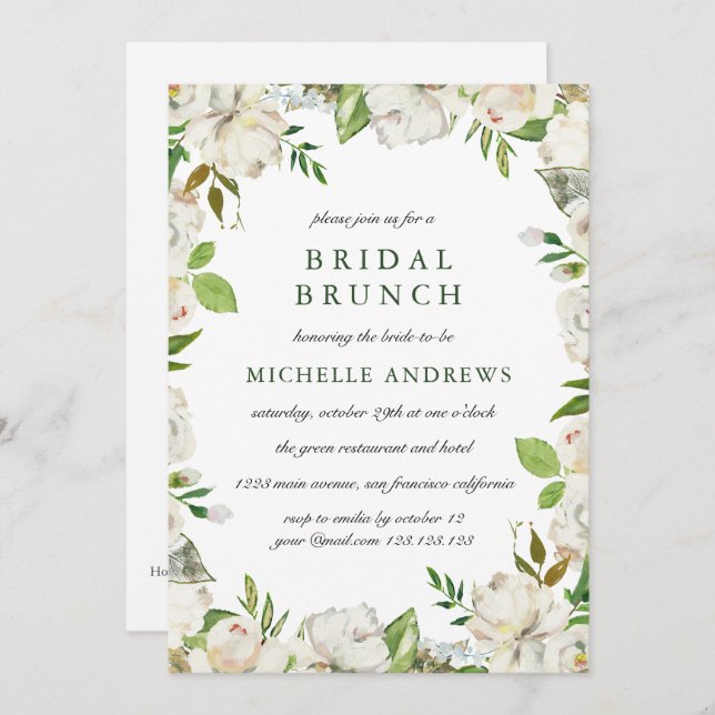 Antique Garden  Chic Wedding Bridal Brunch Invitation (Front/Back)