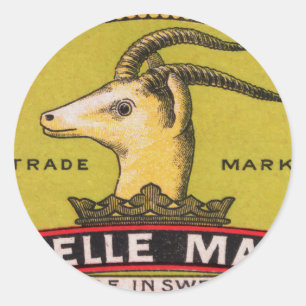 Antique Gazelle Swedish Matchbox Étiquette