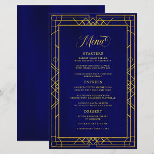 Antique Geometric Gold Frame Royal Blue Menu