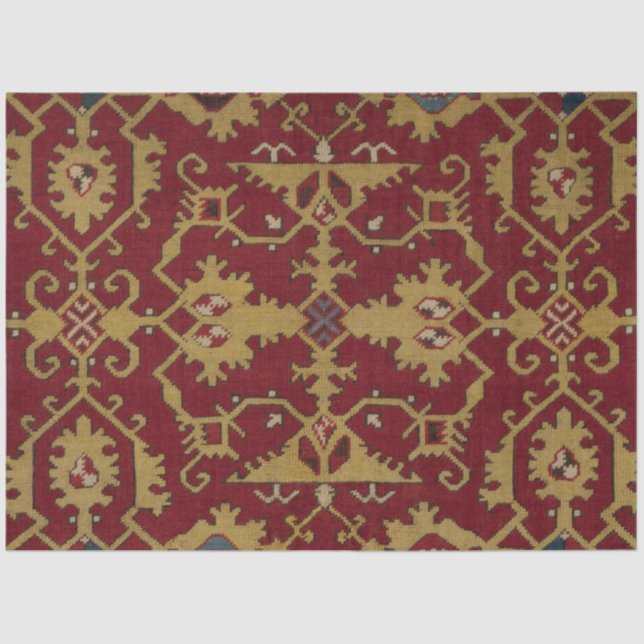 Antique Geometric Oriental Persian Red Pattern Tissue Paper (Front)