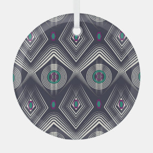 Antique Geometric Ornament, Stylish Texture. Glass Ornament