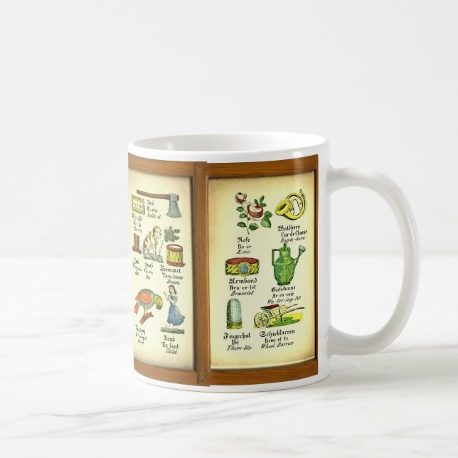 Antique German French English Language Lessons Coffee Mug (Right)