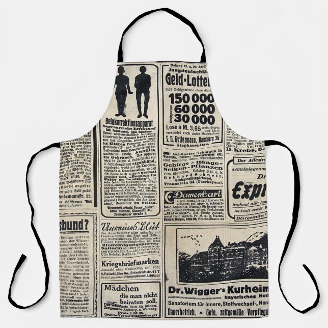 Antique German Newspaper Advertisements 1917 Apron (Front)