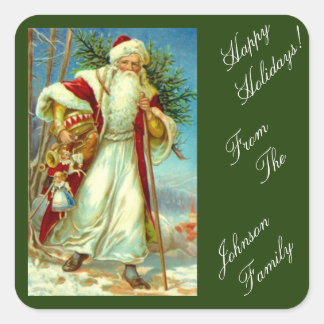 Antique Gift trip Santa custom Personalized gift Square Sticker