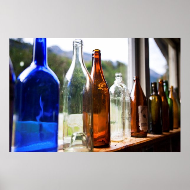 Antique Glass Bottles Poster (Front)