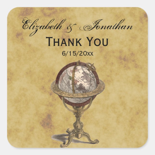 Antique Globe, Distressed BG Envelope Seals (Front)