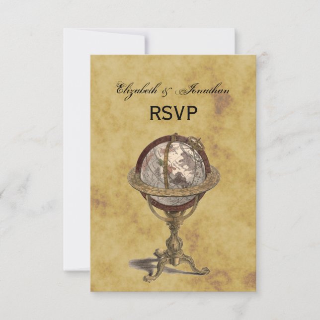 Antique Globe, Distressed BG RSVP (Front)