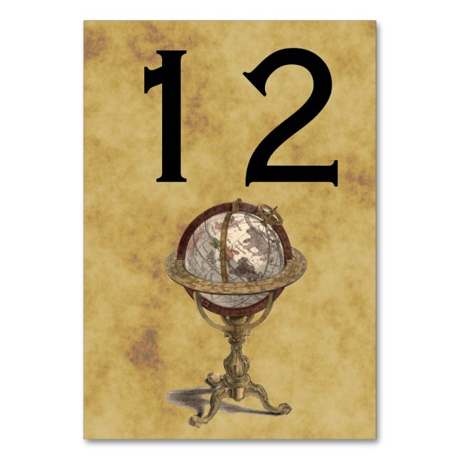 Antique Globe, Distressed BG Table Number (Front)