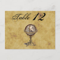 Antique Globe, Distressed BG Table Number