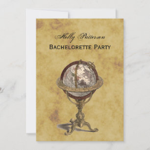 Antique Globe, Distressed BG V Bachelorette Invitation