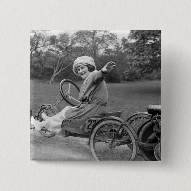 Antique Go Cart, early 1900s 2 Inch Square Button (Front)