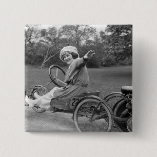 Antique Go Cart, early 1900s 2 Inch Square Button