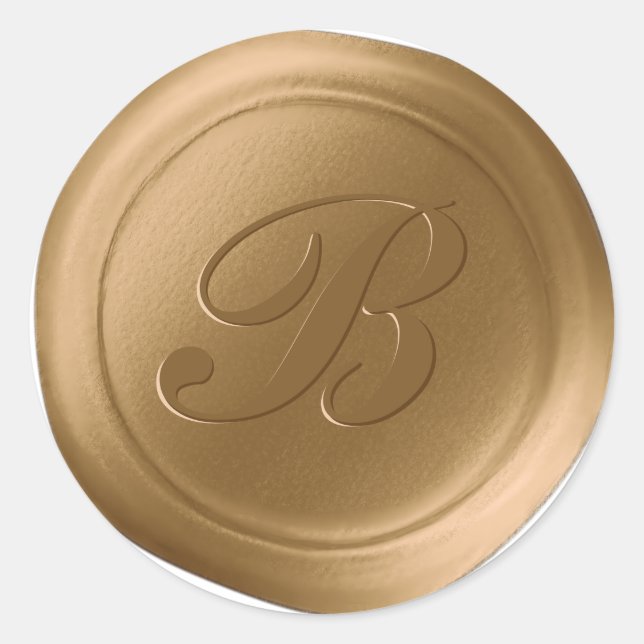 Antique Gold 1 Letter Monogram Wax Seal Stickers (Front)
