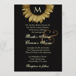 Antique Gold Coloured Sunflower Wedding Invitation