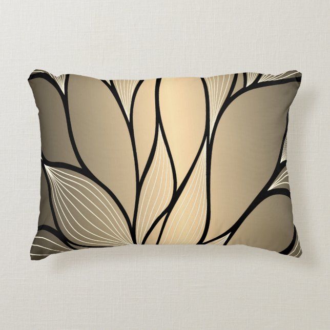 Antique Gold Creative Leave Pattern  Accent Pillow (Front)