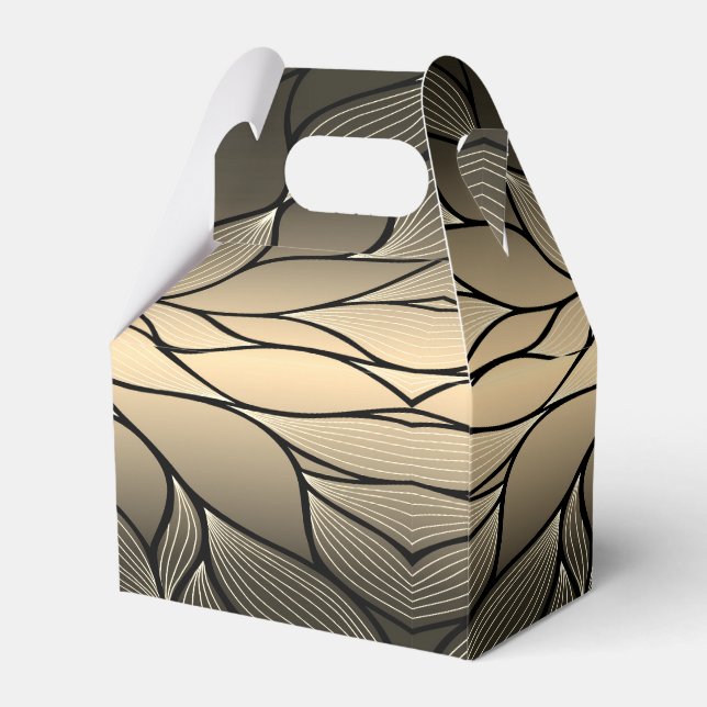 Antique Gold Creative Leave Pattern  Favor Box (Front Side)