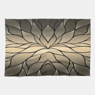 Antique Gold Creative Leave Pattern Kitchen Towel