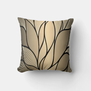 Antique Gold Creative Leave Pattern Throw Pillow
