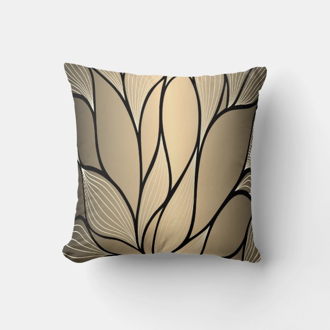 Antique Gold Creative Leave Pattern  Throw Pillow (Front)