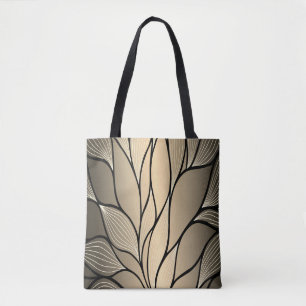 Antique Gold Creative Leave Pattern Tote Bag