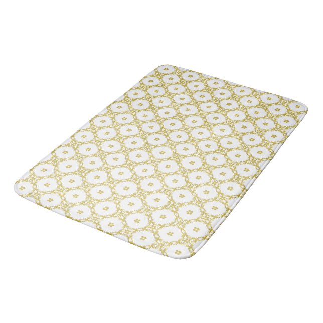 Antique Gold Damask Pattern Bath Mat (Angled)