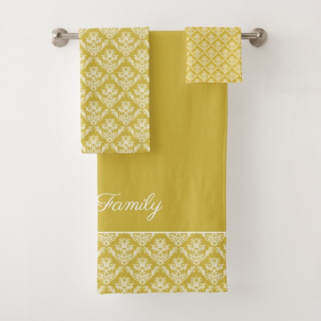 Antique Gold Damask Pattern Ensemble de serviettes (En situation)