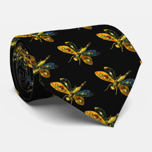 ANTIQUE GOLD DRAGONFLY JEWEL WITH GEMSTONES TIE