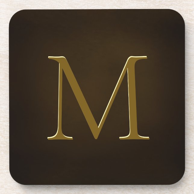 Antique Gold Embossed Monogram Personalized Coaster (Front)