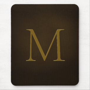 Antique Gold Embossed Monogram Personalized Mouse Pad