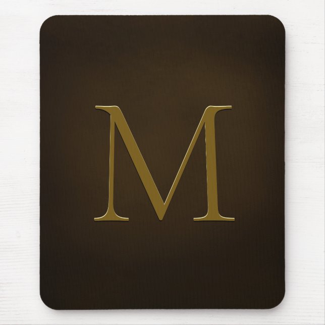 Antique Gold Embossed Monogram Personalized Mouse Pad (Front)