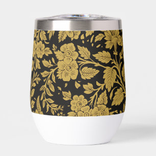 Antique Gold Floral Indian Lac-work Black Pattern