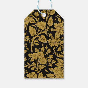 Antique Gold Floral Indian Lac-work Black Pattern Gift Tags