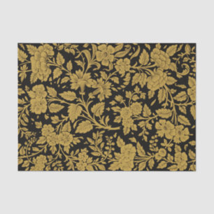 Antique Gold Floral Indian Lac-work Black Pattern Tissue Paper