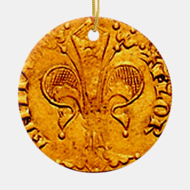 ANTIQUE GOLD FLORENTINE FORINT CERAMIC ORNAMENT (Front)