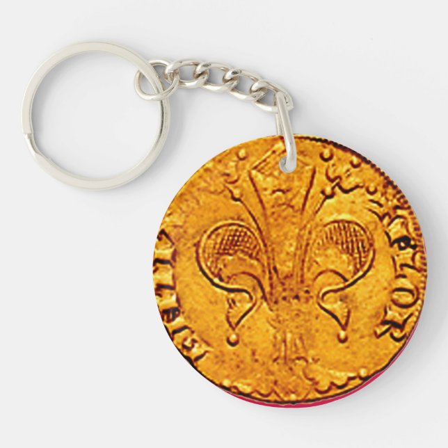 ANTIQUE GOLD FLORENTINE FORINT KEYCHAIN (Front)