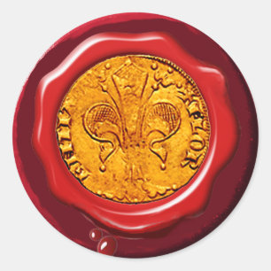 ANTIQUE GOLD FLORENTINE FORINT RED WAX SEAL