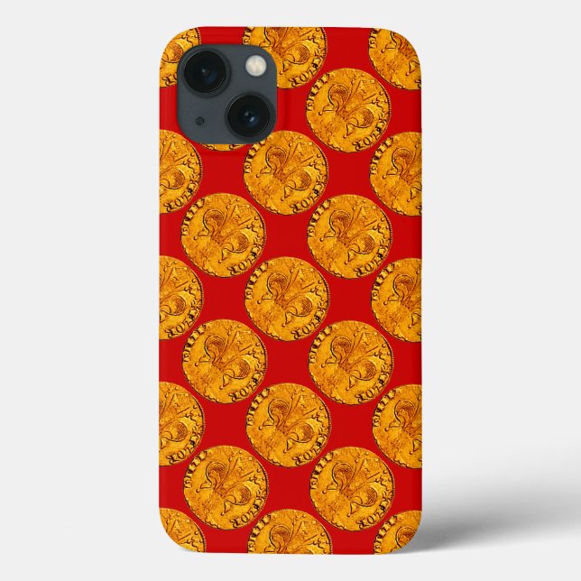 ANTIQUE GOLD FLORENTINE FORINT Royal Red Case-Mate iPhone Case (Back)