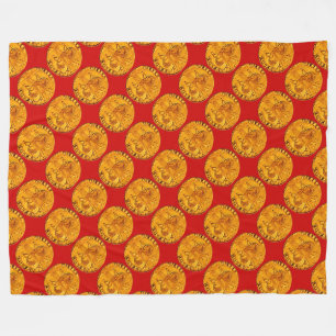 ANTIQUE GOLD FLORENTINE FORINT ROYAL RED FLEECE BLANKET