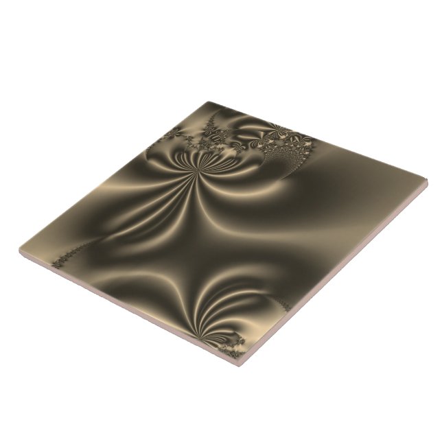 Antique Gold Flowing Fractal Tile (Side)