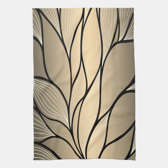 Antique Gold Leave Pattern  Kitchen Towel (Vertical)