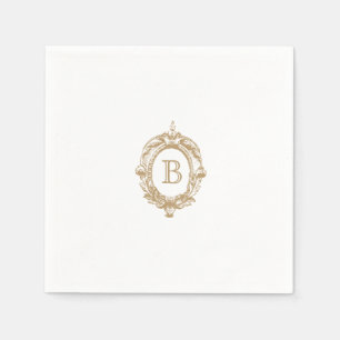 Antique Gold Monogram Crest Wedding Napkin