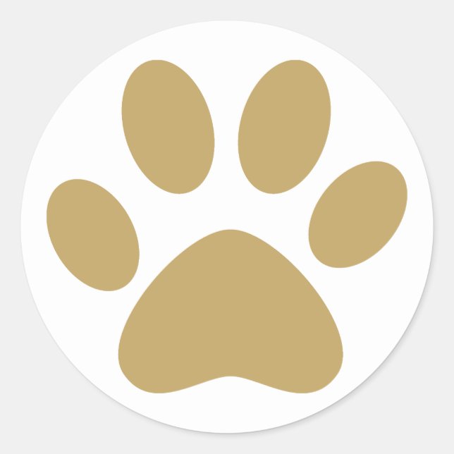 Antique Gold Pet Cat Dog Pawprint Classic Round Sticker (Front)
