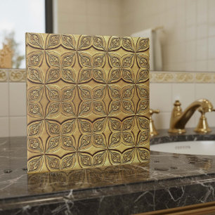 Antique Gold Petal Motif Geometric #9 ID1227 Tile