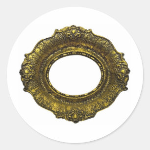 Antique Gold Picture Frame Classic Round Sticker