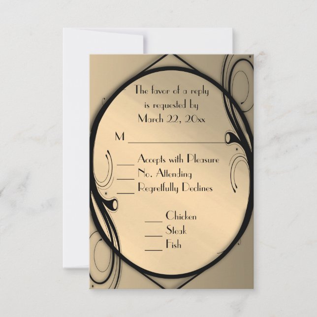 Antique Gold RSVP avec choix de menu (Devant)