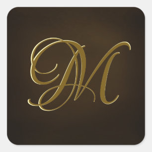 Antique Gold Script Monogram Personalized Seal