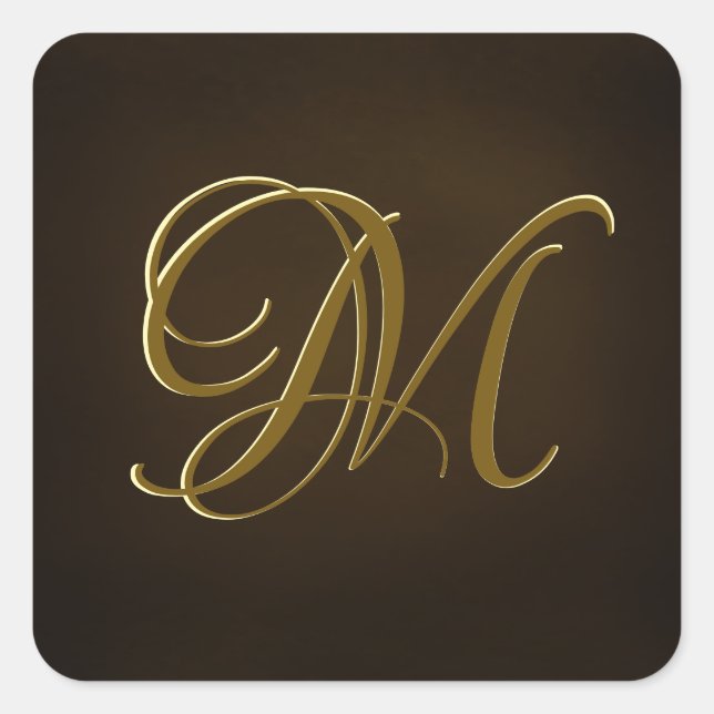 Antique Gold Script Monogram Personalized Seal (Front)